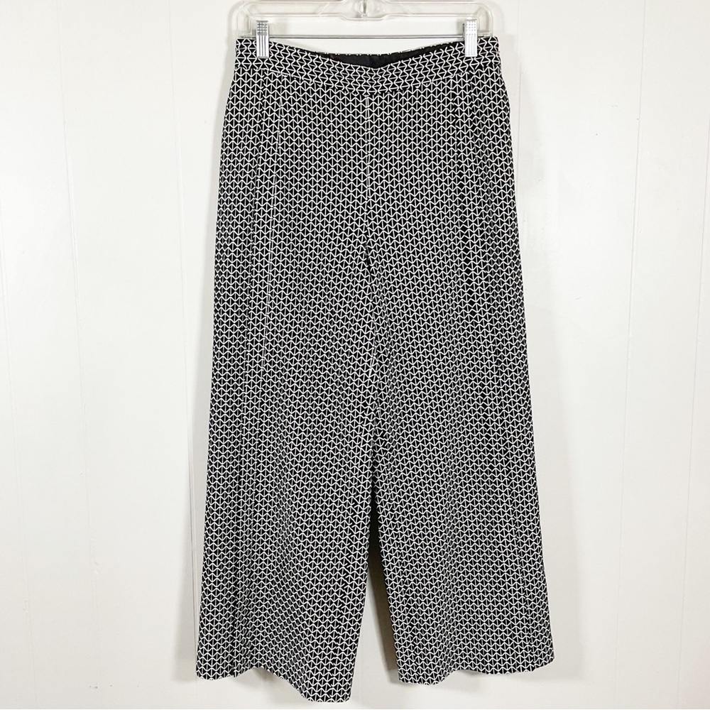 Ted Baker Jacquard Crop Wide Leg Trouser Black Womens Size 6